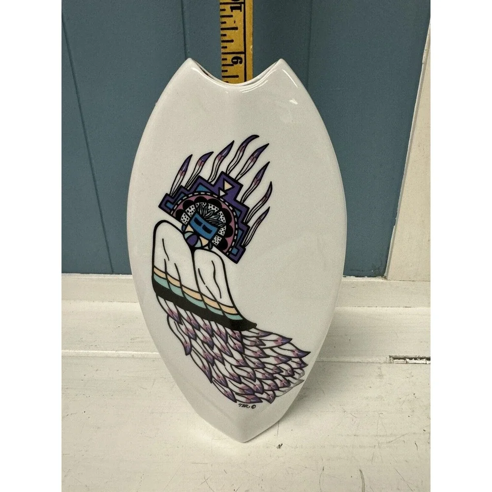 Vintage Native American Dancer White‎ Tulip Vase